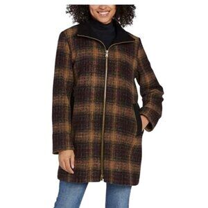 Pendleton Wool Blend Walker Jacket Coat Women Maroon Plaid Size L Classic